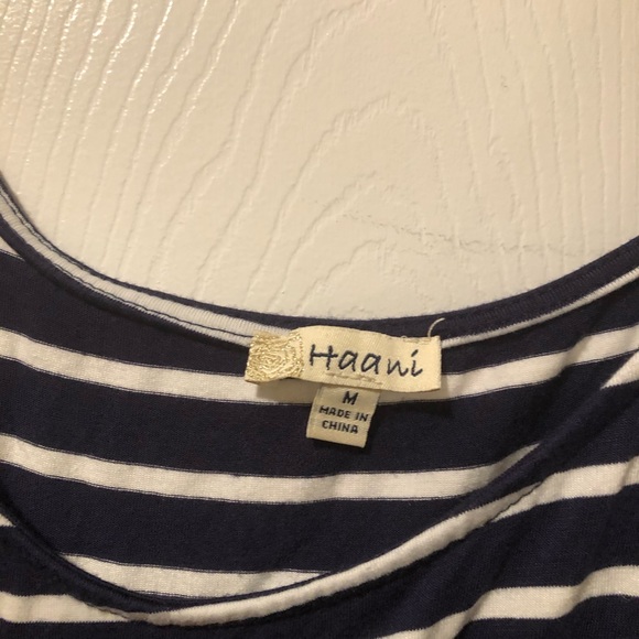 Cap sleeve- cinched waist- navy white dress - Picture 4 of 4